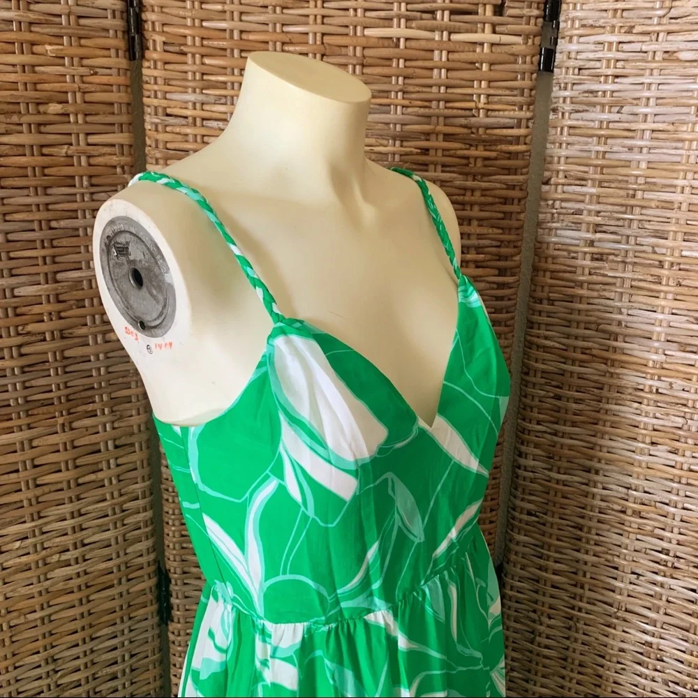 Milly Britney Kelly Green Stencil Floral Dress Size 6 - Picture 3 of 15